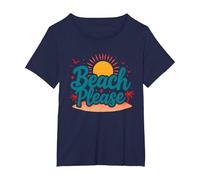 Myrtle Beach Please Vacation Summer Fun Coastal Art T-Shirt, Women's Plus, Navy, 4X