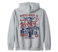 Myrtle Beach SC Vintage Hotrod Car and Motorcycle Design Zip Hoodie