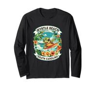 Myrtle Beach South Carolina Cute Sea Turtle Surfing Summer Long Sleeve T-Shirt