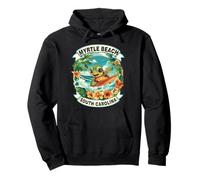 Myrtle Beach South Carolina Cute Sea Turtle Surfing Summer Pullover Hoodie