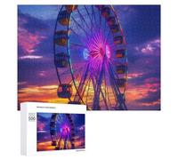 Myrtle Beach South Carolina Ferris Wheel Jigsaw Puzzle for Adults 500 PCS Wooden Challenging Puzzles for Home Party Decor