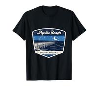 Myrtle Beach South Carolina Pier Night Ocean Stars Moon T-Shirt