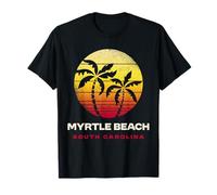 Myrtle Beach South Carolina Retro Sunset Palm Trees T-Shirt