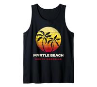 Myrtle Beach South Carolina Retro Sunset Palm Trees Tank Top