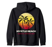 Myrtle Beach South Carolina Retro Sunset Palm Trees Zip Hoodie
