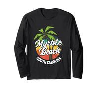 Myrtle Beach South Carolina Vintage Palm Trees Retro Surf Long Sleeve T-Shirt