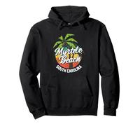 Myrtle Beach South Carolina Vintage Palm Trees Retro Surf Pullover Hoodie