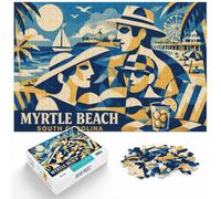 Myrtle Beach South Carolina Vintage Poster Jigsaw Puzzle, 1000 Piece | For a calm home hobby, this adult jigsaw puzzle with 1000 pieces suits calm, screen-free leisure.