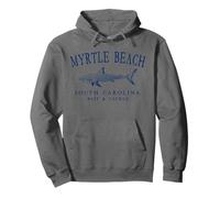 Myrtle Beach South Carolina Vintage Shark Arched Navy Blue Pullover Hoodie
