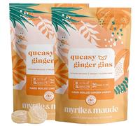 Myrtle & Maude Queasy Ginger Gins (2 Pack) - Ginger Sweets for Morning Sickness & Pregnancy Nausea, Enriched with Vitamin B6, Certified Vegan & Made in UK, 130g