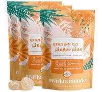 Myrtle & Maude Queasy Ginger Gins (3 Pack) - Ginger Sweets for Morning Sickness & Pregnancy Nausea, Enriched with Vitamin B6, Certified Vegan & Made in UK, 130g