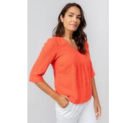 Myrtle Seersucker Check V Neck Top with Empire Bustline Lily & Me Cerise 18