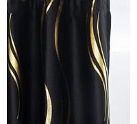 MYRU 2-Panel Blackout Curtains - Luxury Striped Design in Black & Gold, 66x90 Inches. Perfect for Bedroom & Living Room. Pencil Pleat for Elegant Draping. Blocks Light & Enhances Decor.