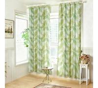 MYRU 2-Panel Tropical Palm Leaf Curtains 66x90 Inches - Light Filtering Green Window Drapes for Modern Living Room & Bedroom, Easy Hang Grommet Top