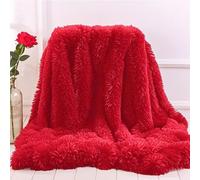 Myru Plush Super Soft Blanket Bedding Sofa Cover Furry Fuzzy Fur Warm Throw Qulit Cozy Couch Blanket for Winter (63"x79", Pure Red)