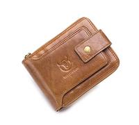 MyrXFb Wallet,Wallet for Men,Genuine Leather Wallet for,Genuine Leather RFID Blocking Wallet for Men,Bifold Wallet Vintage Large Capacity Zipper Pouch(Yellow)