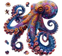Mys Aurora Octopus Puzzles for Adults 500 Pieces, 5MM Thick Wooden Jigsaw Puzzles, Unique Shape Puzzle Ocean Wood Puzzles for Adults and Kids Birthday Gifts Family Game 17 * 17 inch