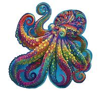 Mys Aurora Unique Wooden Jigsaw Puzzles - Agate Octopus, 300 Pcs Medium Size 12.6'' x 12.2'', Luxurious Animal Shaped Wood Puzzle, Beautiful Package, Best Gift for Adults …