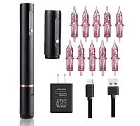 My's Beauty Permanent Makeup Machine Pen Wireless Tattoo Rotary Microblading Device with Digital Screen and 10pcs 1R Needle Cartridges for Eyebrow Lip Eyeliner Tattoo