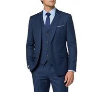 MY'S Men's 3 Piece Slim Fit Suit Set with Tie, 2 Button Blazer Jacket Vest & Pants, Business Wedding Party Prom Suit for Men, Deep Blue, XS