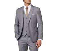 MY'S Men's 3 Piece Slim Fit Suit Set with Tie, 2 Button Blazer Jacket Vest & Pants, Business Wedding Party Prom Suit for Men, Light Grey, 3XL