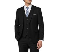 MY'S Men's 3 Piece Slim Fit Suit Set with Tie, 2 Button Blazer Jacket Vest & Pants, Business Wedding Party Prom Suit for Men, Midnight Black, M