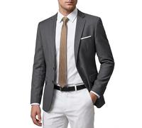 MY'S Men's Slim Fit Blazer, Two Button Casual Lightweight Jacket, Sport Coat for Daily, Dark Grey, S
