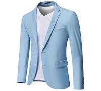 MY'S Men's Slim Fit Blazer, Two Button Casual Lightweight Jacket, Sport Coat for Daily, Sky, M