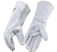 MYSAFETY Leather Welding Gloves for Men Women Fire Heat Resistant Gloves for Stick Tig Mig Fireplace Barbecue Oven Grill Wood Stove Pet Treatment Gloves