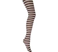 MYSASI London Ladies Striped Tights Size M, Chocolate and White
