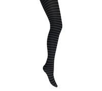 MYSASI London Ladies Striped Tights Sizes (UK, Alpha, M, Regular, Regular, Black and Dark Grey)