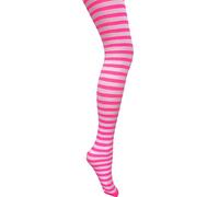 MYSASI London Ladies Striped Tights Sizes (UK, Alpha, M, Regular, Regular, Neon Pink and White)