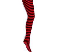 MYSASI London Ladies Striped Tights Sizes (UK, Alpha, M, Regular, Regular, Red and Black)
