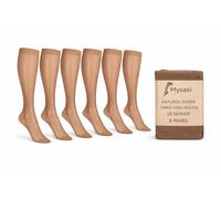 MYSASI Women’s 15 Denier Sheer Knee High Socks - Lightweight, Smooth Finish, Everyday Comfort, One Size 6 Pair Value Multi Pack, (UK, Numeric, 3, 8, Regular, Regular, Natural)