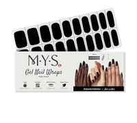 MYSc Gel Nail Wraps (Noir sur Noir) Semi-Cured Gel Nail Wraps, 20 UV Gel Strips for a Long-Lasting, Salon-Quality Manicure at Home, Easy to Apply, No Smudges, Easy to Remove, Works with Any UV Lamp