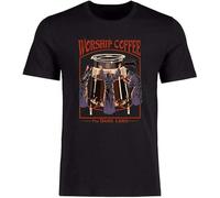 Myseek ABH Men's Funny T-Shirt's Worship Coffee Graphic Tee Shirt Cotton Short Sleeve Top Size S