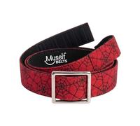 Myself Belts Kids One Hand Belt Ages 2-12 | Boys Canvas Style Options | Adjustable Hook & Loop Closure with Decorative Buckle, Spider, 4 Years