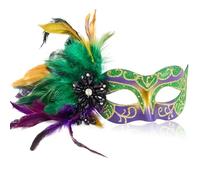 MYSEUNI 2024 New Masquerade Mask for Women with Feathers - Womens Venetian Feathers Mask for Masquerade Party, Mardi Gras