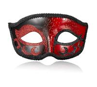 MYSEUNI 2024 New Red Masquerade Mask for Men- Retro Venetian Mens Masquerade Ball Mask for Cosplay Halloween Party Mardi Gras Mascarade Ball