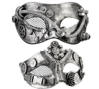 MYSEUNI 2024 New Steampunk Mechanical Mask- Steam Punk Halloween Cosplay - Silver Steampunk Masquerade Mask for Couples- Perfect for Masquerade Party, Ball, Prom, Christmas, New Years, Mardi Gras
