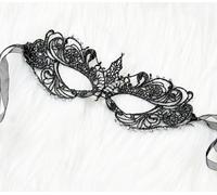 MYSEUNI Black Masquerade Mask for Women - Lace Mask with Shiny Rhinestone Katherine Pierce Design for Masquerade Ball, Halloween, Mardi Gras & Cosplay