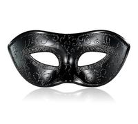 MYSEUNI Venetian Masquerade Mask for Men - Black Retro Carnival Mask- Adjustable Headband for Halloween, Mardi Gras, Costume Balls & Prom Party