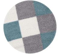 Myshaggy Geometric Duck Egg Blue Rug - Ø 120 cm