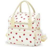 MYSHELL Lunch Bag for Women, Double Deck Large Insulated Adult Lunch Box, Reusable & Leakproof Lunchbox Cooler Bag with Shoulder Strap for Work Picnic Beach, Cute Corduroy, 16L