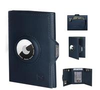 MYSHION Airtag Wallet for Men with Coin Pocket, Slim Men’s Wallet with RFID Protection & ID Window, Minimalist Card Holder with 7 Slot for 8-12 Cards, Snap Closure (Navy Blue)