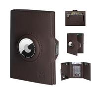 MYSHION Airtag Wallet for Men with Coin Pocket, Slim Men’s Wallet with RFID Protection & ID Window, Minimalist Card Holder with 7 Slot for 8-12 Cards, Snap Closure (Coffee Brown)