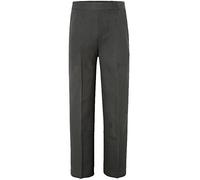 MyShoeStore Boys Black Pull Up Trousers Kids Junior Children Back to School Nursery Uniform Half Elasticated Waist Formal Plain Classic Pull On Flat Front Pants Trouser