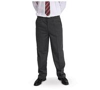 MyShoeStore Boys Palvini Back to School Trousers Kids Formal Classic Quality Sturdy Wider Fit Trouser Plain Loose Big Size Uniform Half Elasticated Waist Pockets Pants (Grey, 9-10 Years)