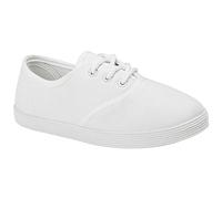 MyShoeStore Canvas School PE Gym Sports Pumps, White Lace Up, Size 5 UK