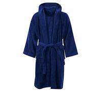 MyShoeStore Children's Egyptian Cotton Hooded Bathrobe with Pockets, 10-12 Years, Navy Blue